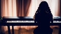 Young charming brunette girl playing the piano Generated Image