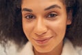 Lovely glance of positive Afro American lady