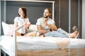 Couple having a breakfast at the bedroom Royalty Free Stock Photo
