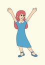 Young cheerful red-haired woman.