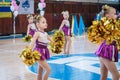 Young cheerleaders perform at the city cheerleading championship