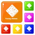 Young cheese icons set vector color