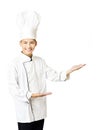 Young chef with showing gesture on white Royalty Free Stock Photo