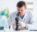 Young chemist student experimenting in lab Royalty Free Stock Photo