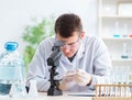 Young chemist student experimenting in lab Royalty Free Stock Photo