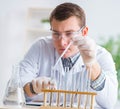 Young chemist student experimenting in lab Royalty Free Stock Photo