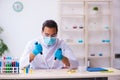 Young male chemist working in the lab Royalty Free Stock Photo