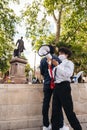 Young child boy with megaphone during Black Lives Matters Protest at Parliament square