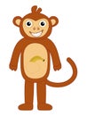 Young child disguised as a smiling monkey with black eyes - vector