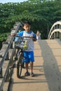 Young child with large bike