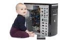 Young child with open computer