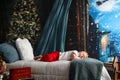 Young child sleeping at Christmas Royalty Free Stock Photo