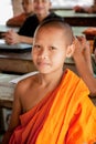Young child studing to be a Buddhist Monks in Cambodi