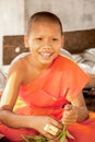 Young child studing to be a Buddhist Monks in Cambodi