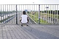 Young Child Taking Photos in the street Royalty Free Stock Photo