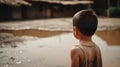 Young child view lack and Water Crisis. Generative AI Royalty Free Stock Photo