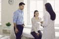 Young childless family couple consulting with doctor getting prescription Royalty Free Stock Photo
