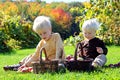 Young Children Having Fruit Picnic at Apple Orchard Royalty Free Stock Photo