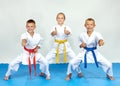 Young children are hitting punch and shows finger super Royalty Free Stock Photo