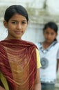 Young children in national clothes on the street