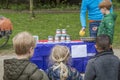 Young Children Playing Old Dutch Game At The Vondelpark On Kingsday Amsterdam The Netherlands 2018