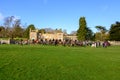 Young children sat on horses in an English countryside setting, waiting for the fox hunt to begin Royalty Free Stock Photo