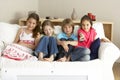 Young Children Watching Television at Home Royalty Free Stock Photo