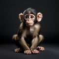 Playful Monkey On Black Background - Mike Campau Style
