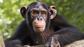 Young Chimpanzee, Simia troglodytes, 5 years old, sitting in front of white background generative ai Royalty Free Stock Photo