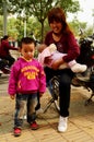 Young Chinese Lady with Boy & Baby, Kaifeng, China