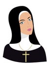 Young Christian Nun with Cross