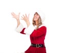 Young Christmas Woman is catching an xmas present Royalty Free Stock Photo