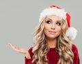 Young Christmas Woman with Empty Copy space Royalty Free Stock Photo