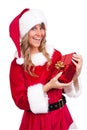 Young christmas woman with a present Royalty Free Stock Photo