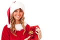 Young christmas woman with a present Royalty Free Stock Photo