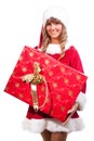 Young Christmas Woman with a present Royalty Free Stock Photo