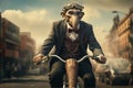 Young circus Elephant riding a bike in the clouds Royalty Free Stock Photo