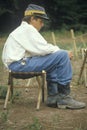 young Civil War participant in camp scene during recreation of Battle of Manassas, Virginia