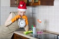 Young cleaning lady in the kitchen