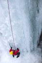 The climber climbs on ice. Royalty Free Stock Photo