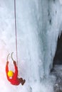 The climber climbs on ice. Royalty Free Stock Photo