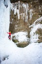 The climber climbs on ice. Royalty Free Stock Photo