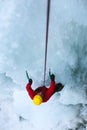 The climber climbs on ice. Royalty Free Stock Photo