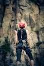 Young Climber Getting Ready Royalty Free Stock Photo