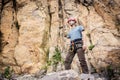 Young Climber Getting Ready To Climb Royalty Free Stock Photo