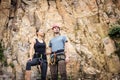 Young Climbers Getting Ready Royalty Free Stock Photo
