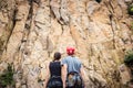 Young Climbers Getting Ready To Climb Royalty Free Stock Photo