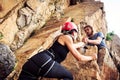 Young Climbers Rock Climbing Royalty Free Stock Photo