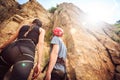 Young Climbers Rock Climbing Royalty Free Stock Photo