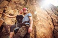 Young Climbers Rock Climbing Royalty Free Stock Photo